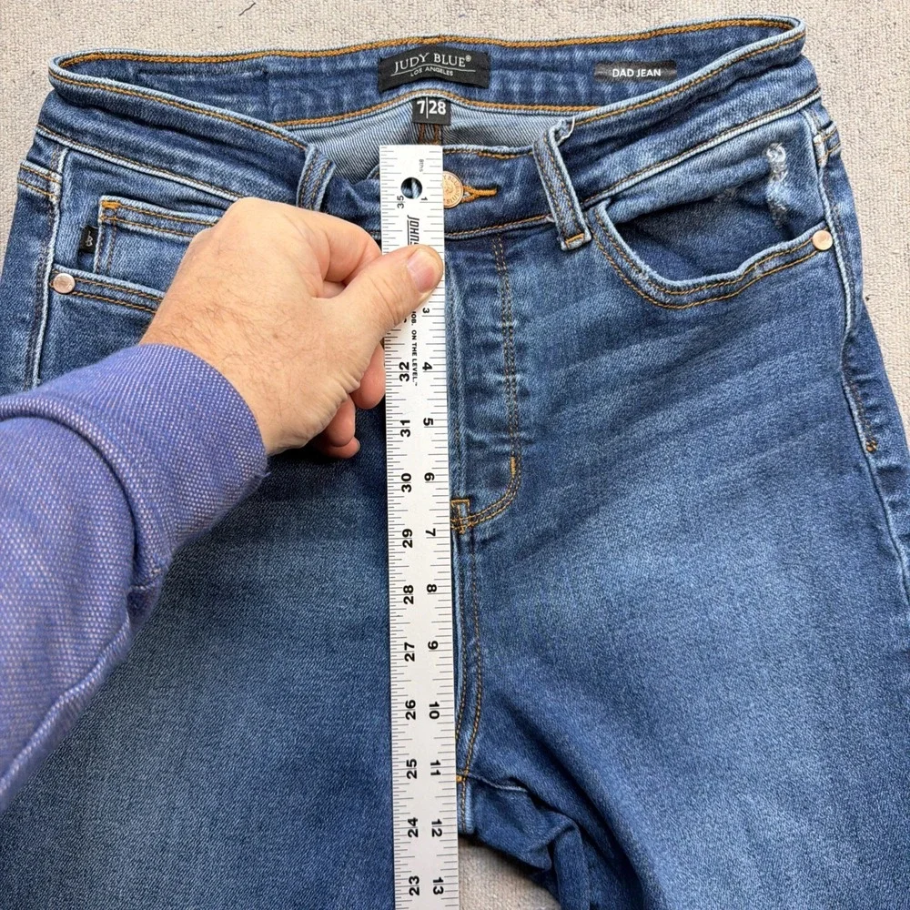 Judy Blue Dad Jeans Women‎ 7/28 High Rise Straight Leg Stretch Medium Wash